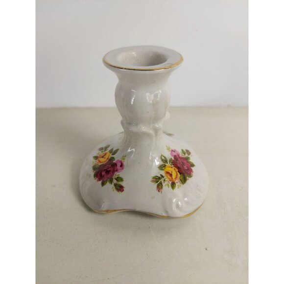 James Kent Old Foley Country Roses Candle Holder Candlestick - Picture 2 of 3